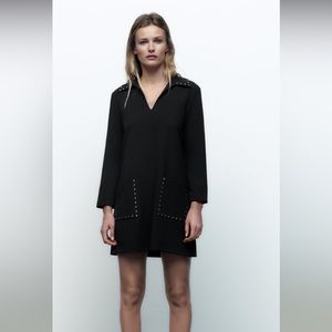 Zara studded polo collar dress